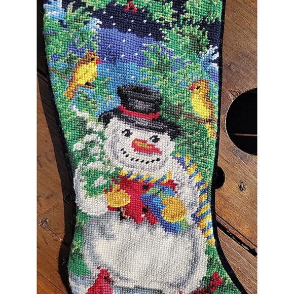 Lands' End Needlepoint Christmas Stocking ROBERT Snowman Wool Discontinued C3 - Picture 5 of 10